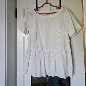 Anthropologie Maeve White Peplum Top - S Petite